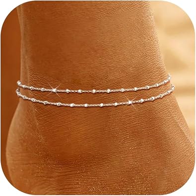 LOYALLOOK Gold/Silver Ankle Bracelets for Women Non Tarnish Waterproof
