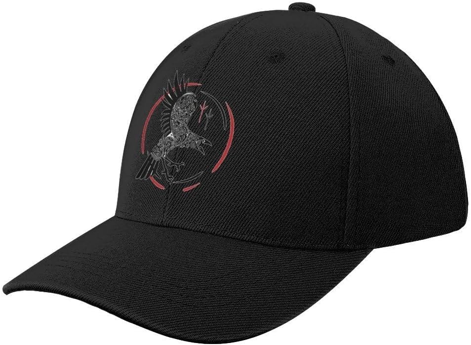 Casquette de baseball viking mixte motif Odin corbeau ajustement facile