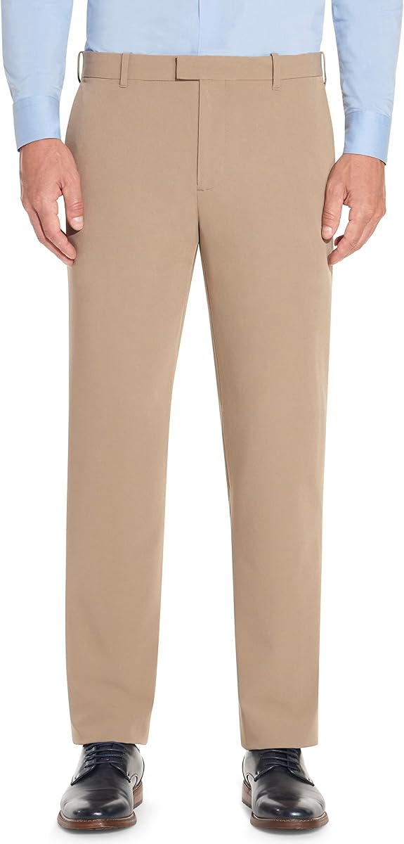 Van Heusen Pantalón de ajuste recto con frente plano flexible para hombre
