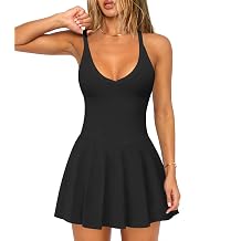Hragc Womens V Neck Tennis Athletic Dress for Women Flowy Pleated Workout