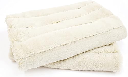 Miniatura 5 de Juego de 2 fundas de almohada decorativas de piel sintética a rayas con respaldo de sherpa de 14 x 26 pulgadas, fundas de almohada rectangulares de