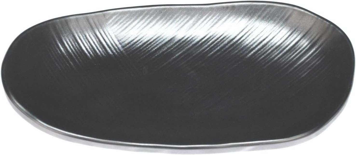 Lucky Star Melamine Oval Plate Sushi Sashimi Appetizer Salad Platter Dish, 11-1/2" X 5-5/8", Black (30)