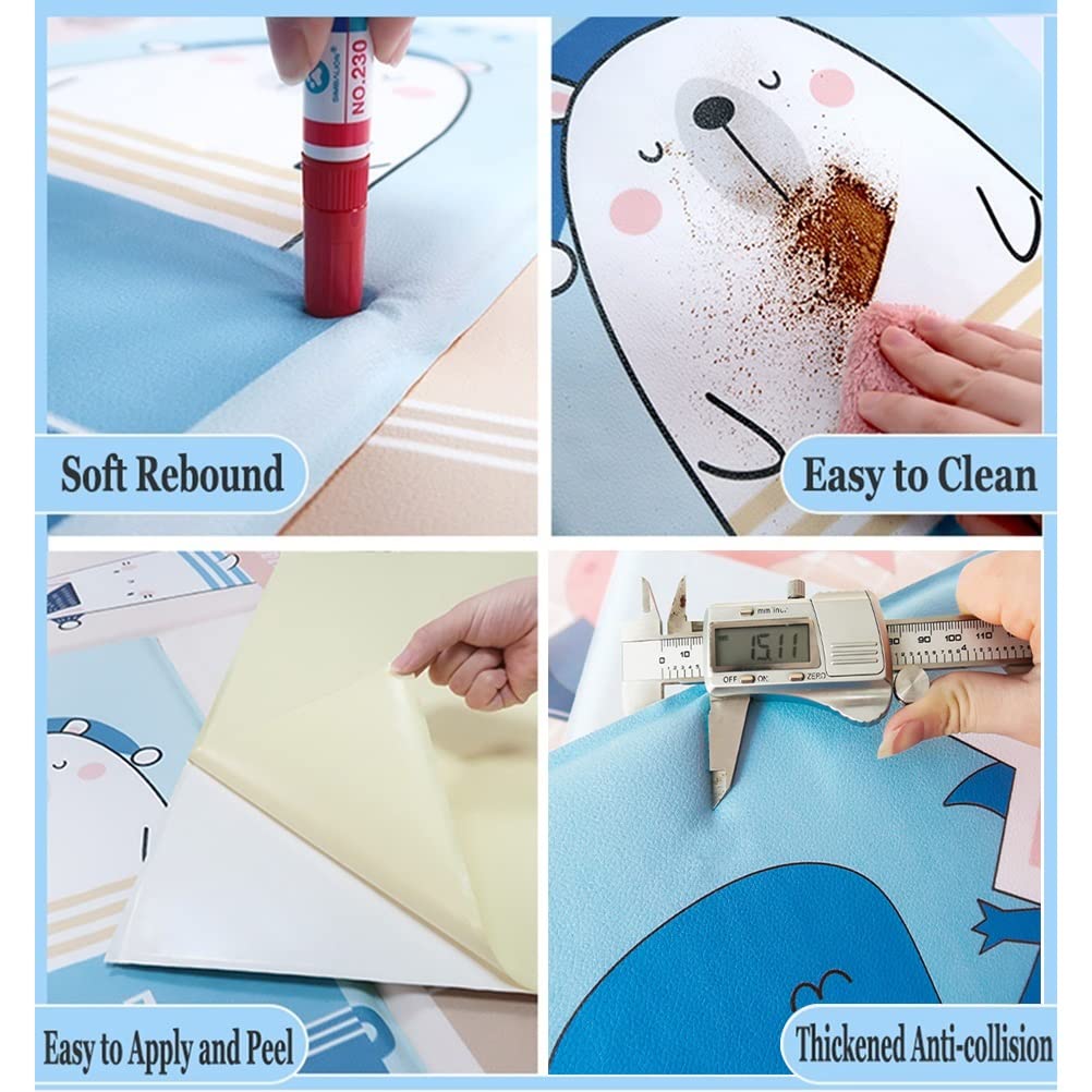 3D Anti-Collision Wall Stickers Antykolizyjna Naklejka Ścienna Dla Dzieci, Domowe Przedszkole Dekoracje Na Plac Zabaw Panele Ścienne 3D, Samoprzylepna Poduszka Ścienna W Kształcie Ucha(6PCS)
