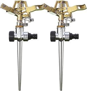 Impulsregner Kreisregner, Sprinkler 2er Set Erdspieß, Rasensprenger 360 Grad 3/4 Zoll, Grün