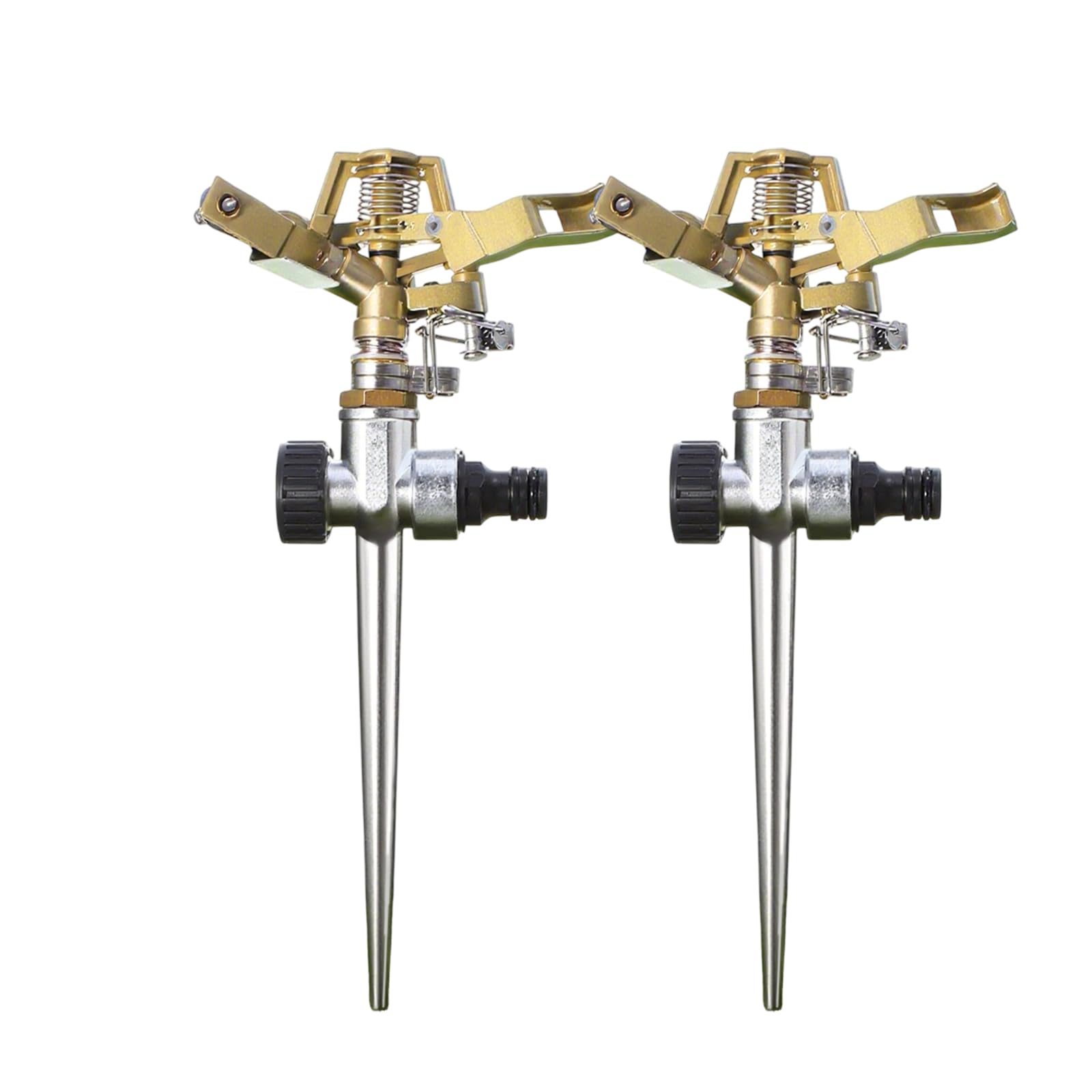 Holzsammlung 2 Pack Impact Lawn Sprinklers for Yard, Heavy Duty Water Sprinkler Head with Aluminum Alloy Spike Base, Adjustable Watering Sprinklers for Large Area Patio Lawn Garden Irrigation