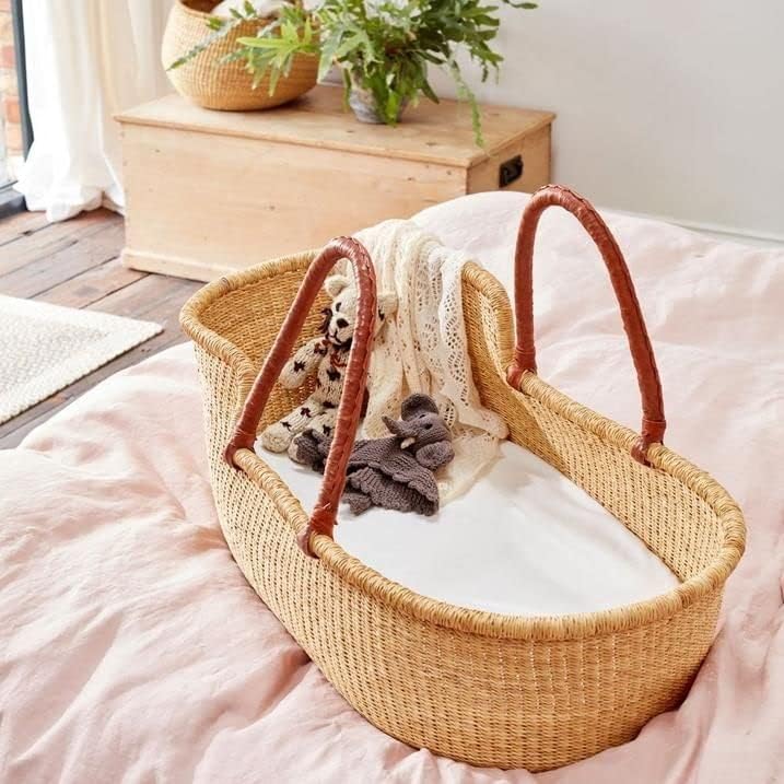 Large Organic Baby Moses Bassinet Handmade Toddler Bed - Dye Free