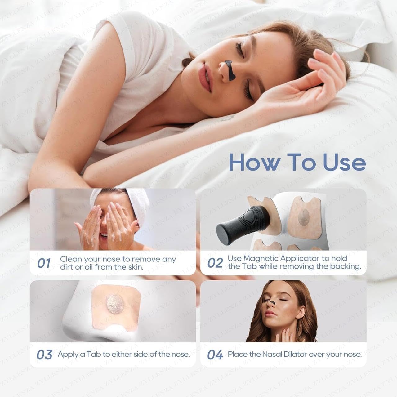 ZYLLENZA Magnetic Universal Nasal Strips | Breathing Nasal Strip | Anti Snoring Nose Clip | Skin Safe Sleep Nasal Strips | Nasal Dilators For Breathing | Snore Stopper | Snoring Stopper For Men | Breathing Nasal Strip Starter Kit (A1) (15 Count) 1