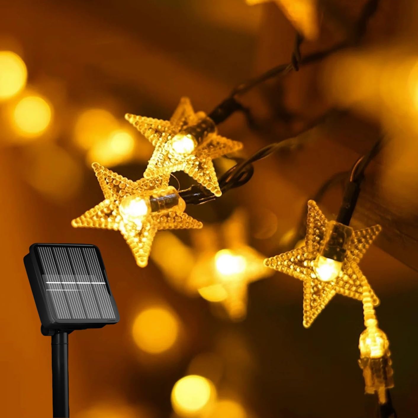 ANTEROOF Star Solar String Lights 50 LED, Waterproof Outdoor Fairy Lights  with 8 Modes \u0026 IP65, Solar Powered Garden Decor for Fence, Lawn, Wedding,  Christmas (Warm Yellow) – BigaMart, image size:1412x1412