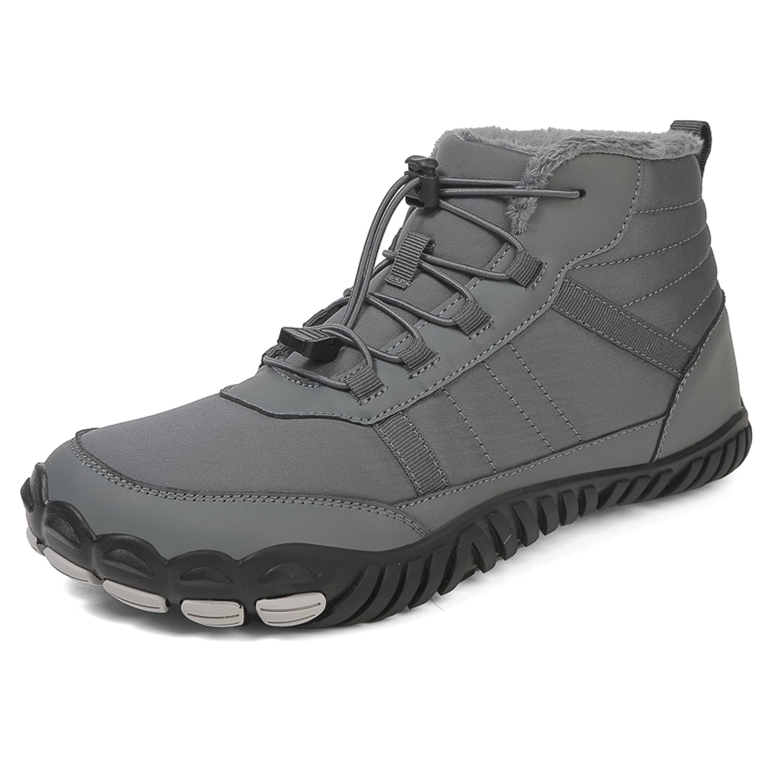 Men's and Women's Barefoot Hiking Boots | Zero Drop Winter Snow Boots with Wide Toe Box | Slip-On Waterproof Ankle Booties | Minimalist Five-Finger Sneakers for Outdoor Hiking and Walking