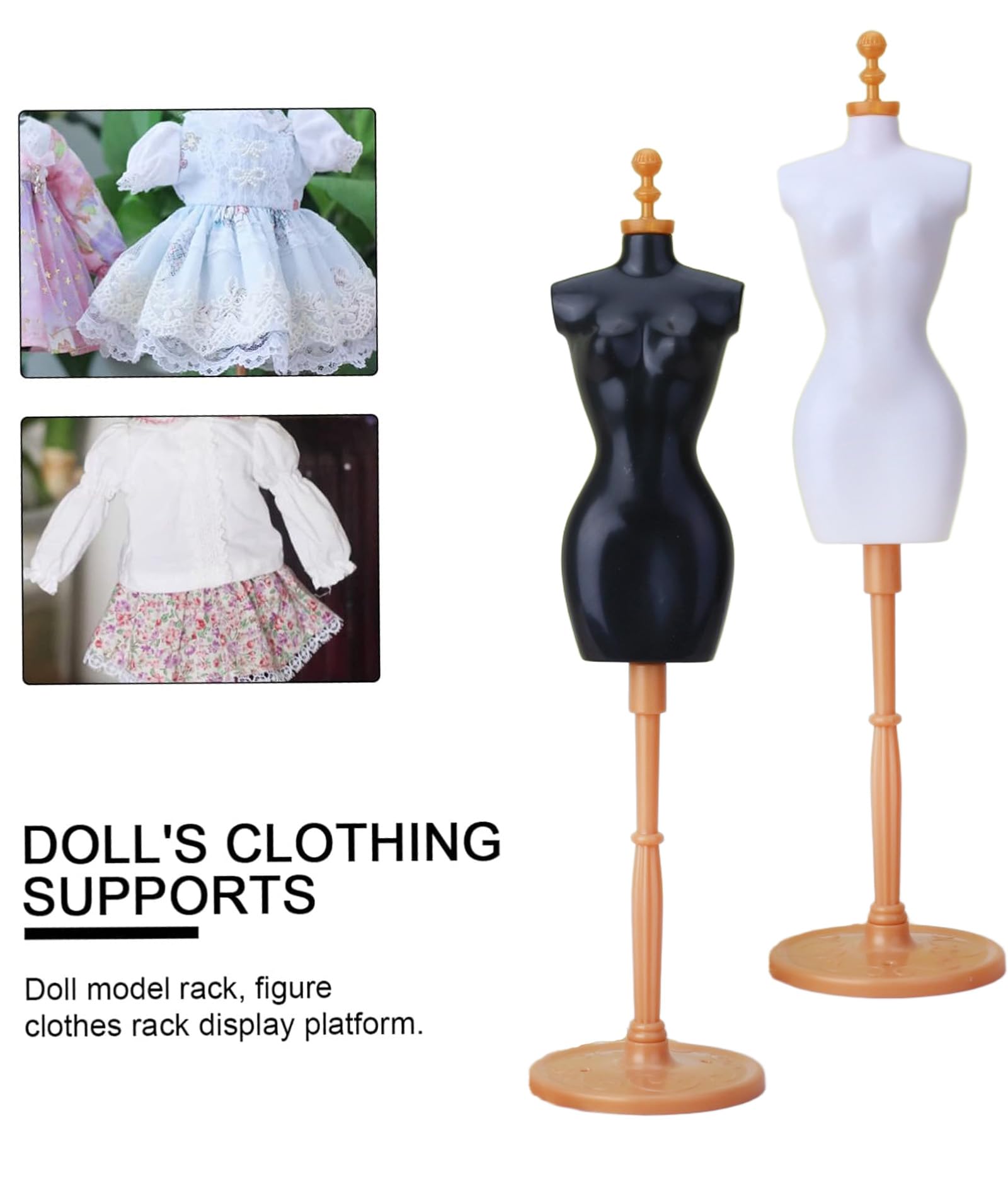 2 Pcs Mannequin, Simple Mannequin Doll Elegant Dress Stands Dress Form Mannequins Display Stand for Black*1 White*1 Suitable for Displaying Dolls Clothes - Image 5 thumbnail