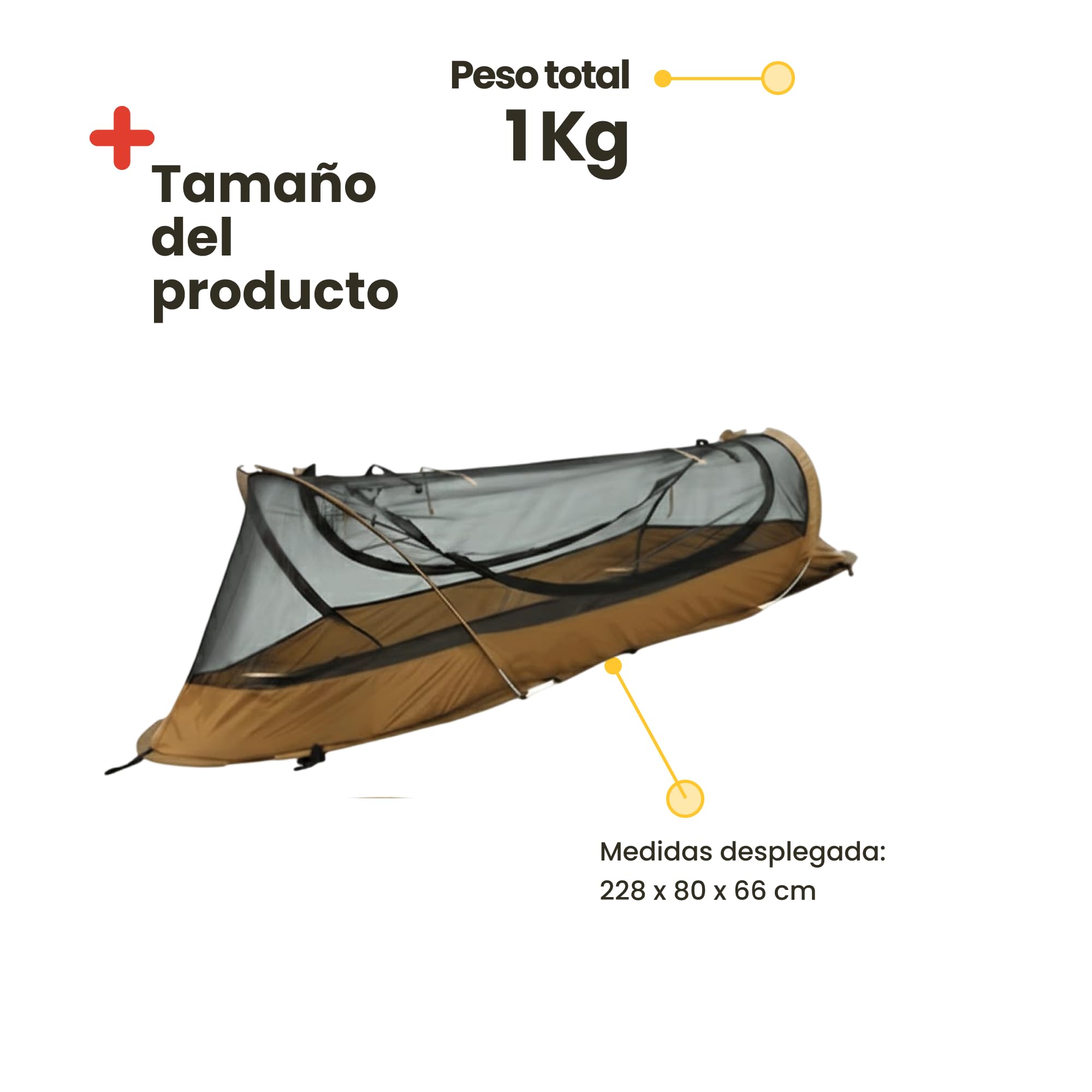 Inuitz Tienda de campaña 1 Persona Ultraligera – Ligera y Resistente 1 kg – Montaje rápido con Clavos y Cordones – Ideal para Camping, Trekking y Senderismo en Solitario