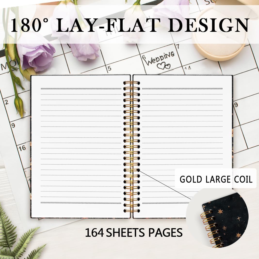 nvucamd Witchy Moon Floral Spiral Notebook, Dark Gothic Moon Journal Notebook, Retro Wildflower Botanical Journaling Notebooks for Women, Witchy Gifts Office Supplies, 5.5x8.3 Inch - Image 4