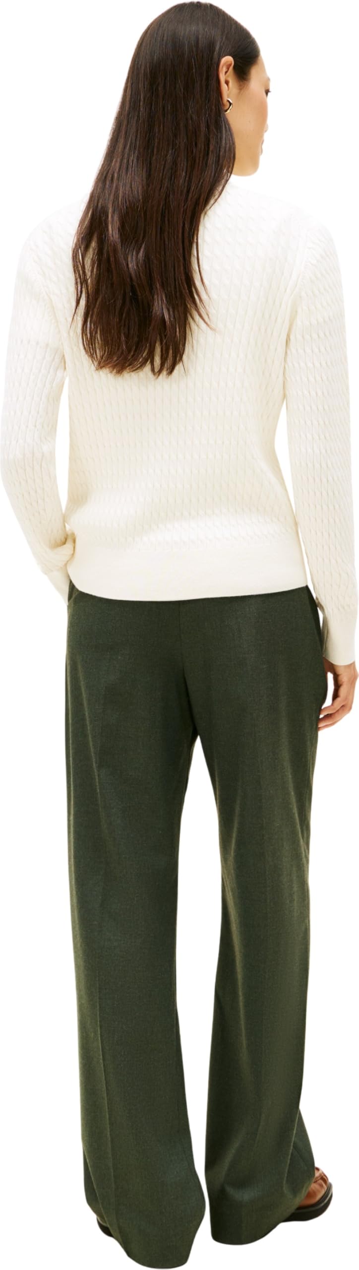 Tommy Hilfiger Damen Co Cable C-nk Ls Sweater Ww0ww44993 Pullover Sweater, Elfenbeinfarbenes Blütenblatt, M – Ansicht 2