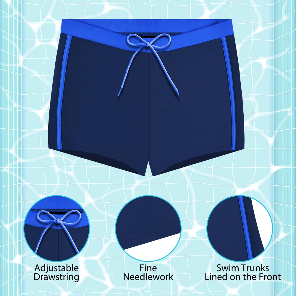 Bañador Niño Ropa de Baño Quick Dry Forro Compresión Calzoncillos Bóxer Pantalones Cortos Natación Cordón Forro Antirozaduras 7-14 años