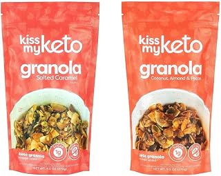 Kiss My Keto Granola Salted Caramel 1 Pack + Granola Coconut, Almond, Pecan 1 Pack