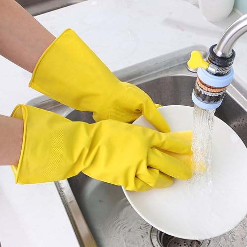 Miniatura 5 de 3 Pairs Reusable Kitchen Dishwashing Gloves Latex Cleaning Gloves for Household Cleaning Non-slip Waterproof Hand for Washing Dishes and Housework