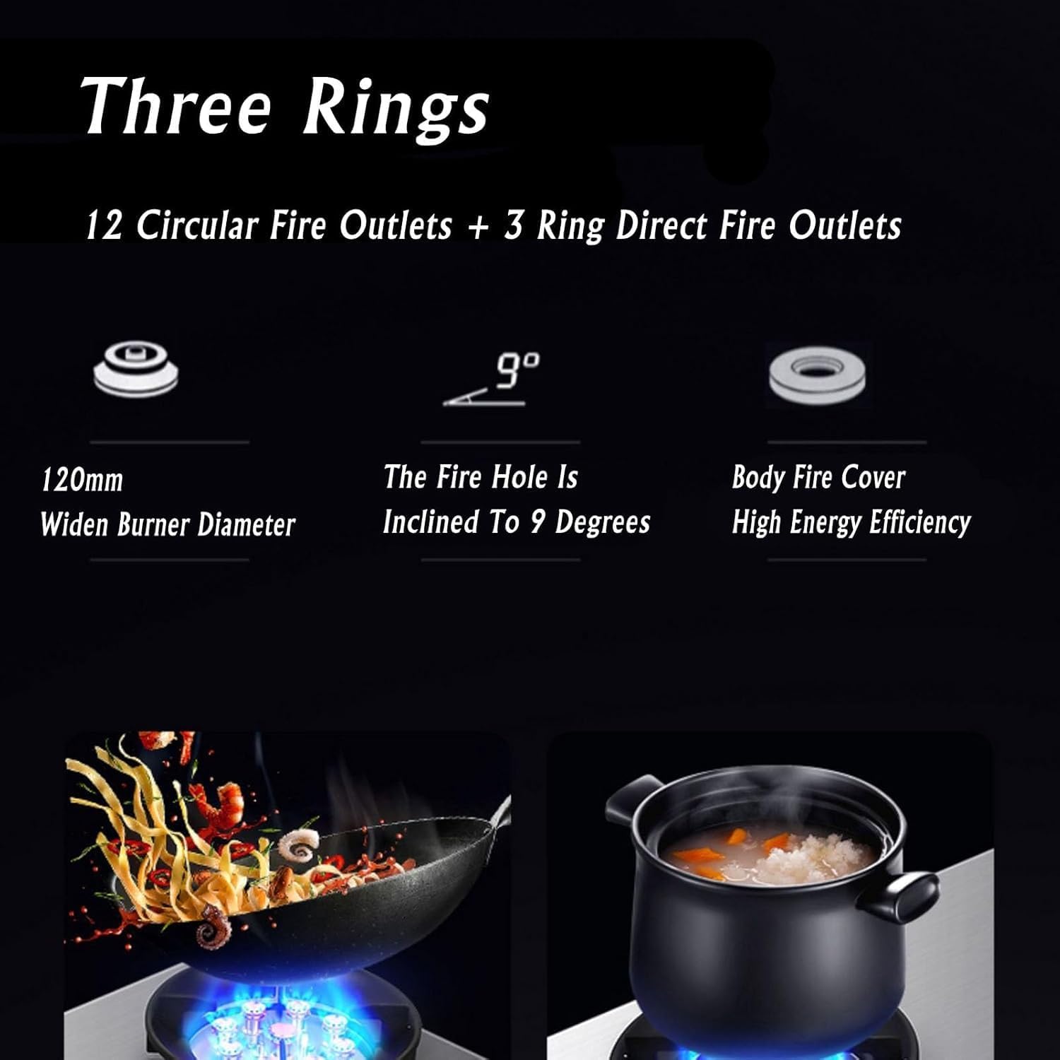Gas Stove,Desktop Embedded Dual-purpose Natural Gas Liquefied Gas Stove Cooktop,with Flame Out Protection Burners,Heat Load 5.2KW/17742.4BTU(Ng)