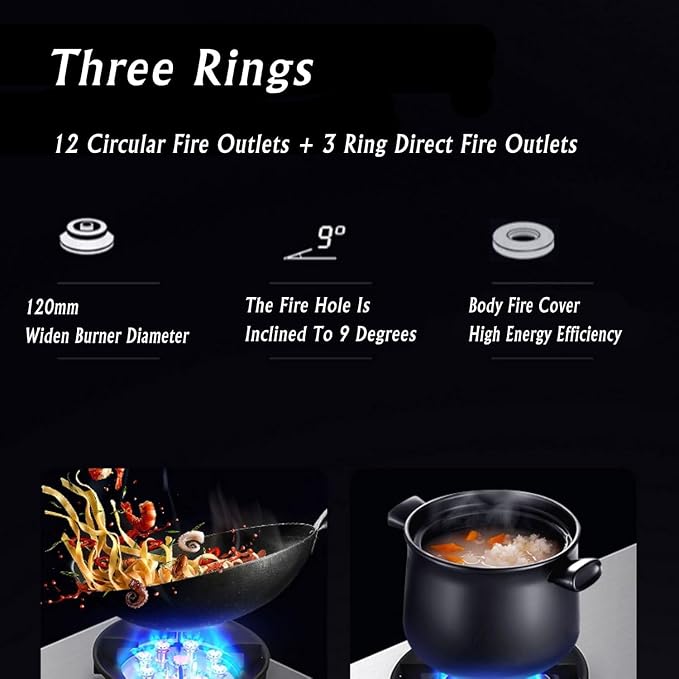 Estufa a gas de mesa dual para gas natural, con protección anti-flama, 5.2KW miniatura 6