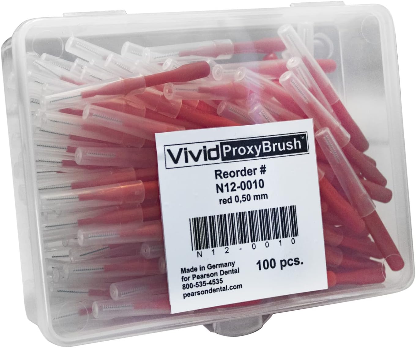 Premium Quality Interdental Brushes for Interproximal Cleaning, Professional Interdental Cleaners, Tight Teeth, Pkg of 100, ProxyBrush, by Vivid (X-Small, 0.5mm, Red)