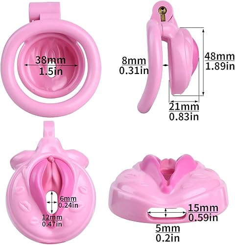 Miniatura 5 de Dispositivo de castidad masculina, jaula de castidad pequeña, mini jaula de resina, juguetes sexuales para hombres con 4 anillos de diferentes