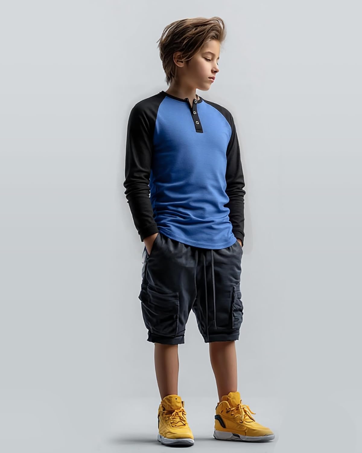 PureChapter 3 Pack Boys Long Sleeve Athletic Shirts Color Blocked Casual Baseball Shirts for Boys - Image 2