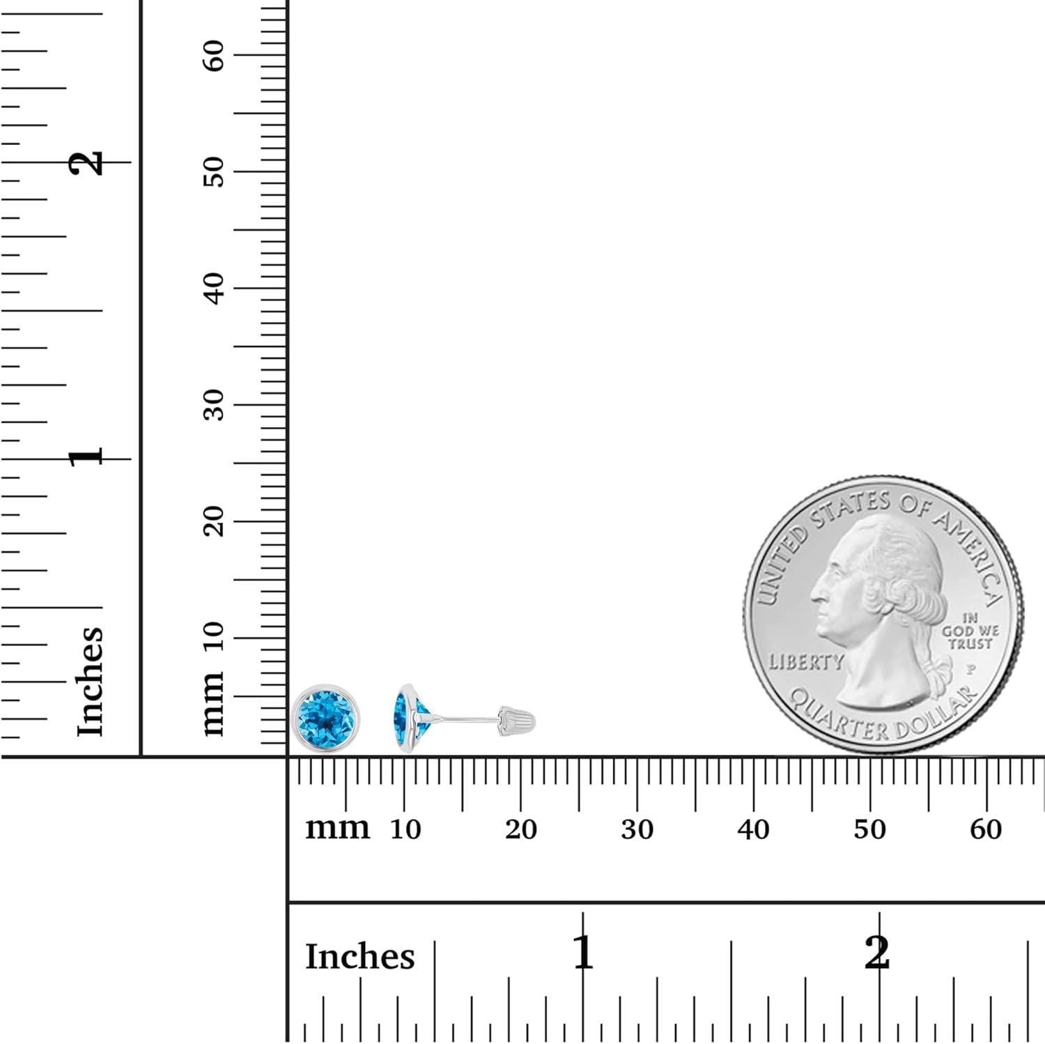 Solid 14K Gold Hypoallergenic 6mm Round Solitaire Birthstone Bezel Screw Back Stud Earrings