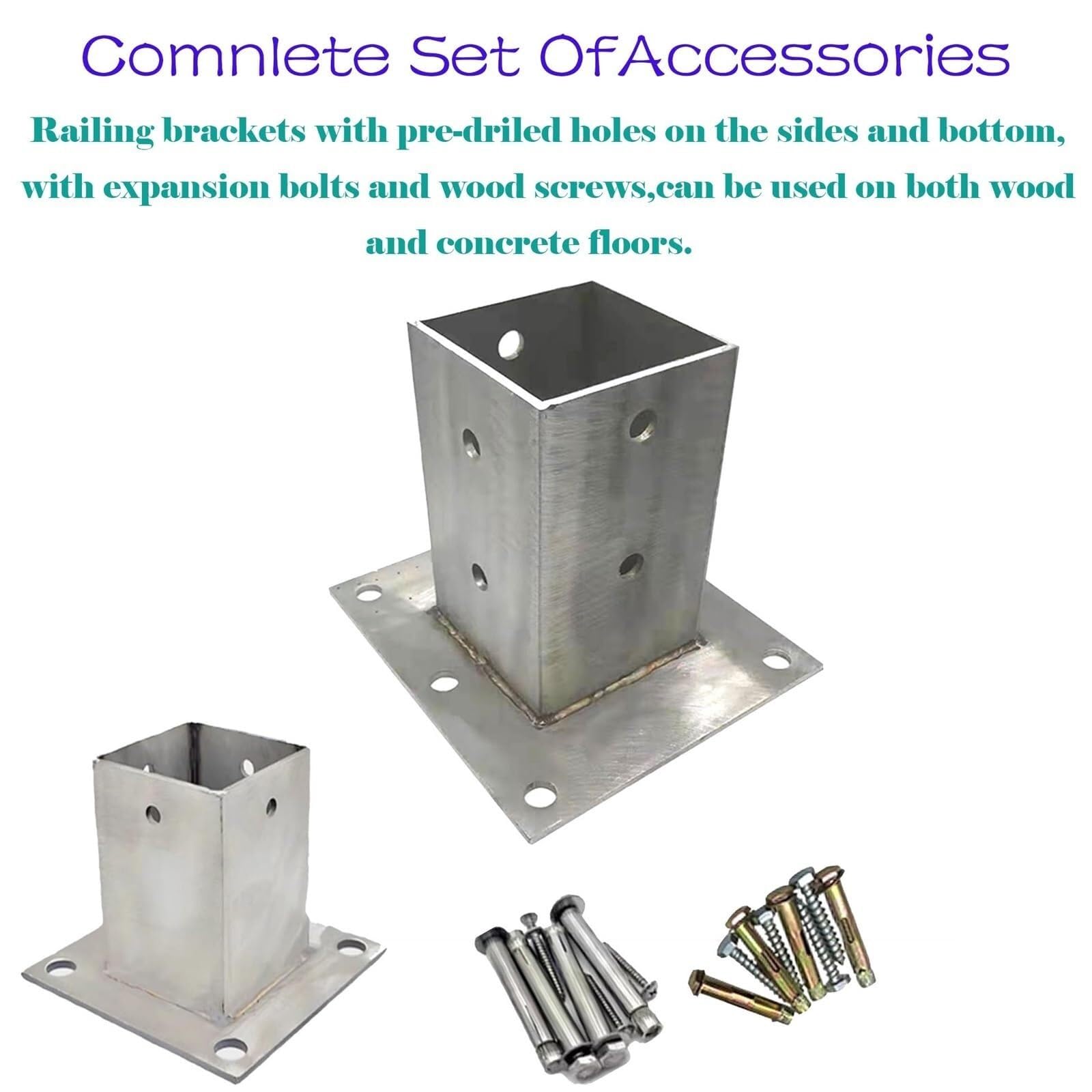 Soporte Para Vallas, Soportes Para Pérgola, Para Vallas De Madera | Casquillo Atornillable Para Postes De Madera, Agujeros Preperforados, ,Acero Inoxidable(9 pcs,3.3x3.1IN/85x80MM)