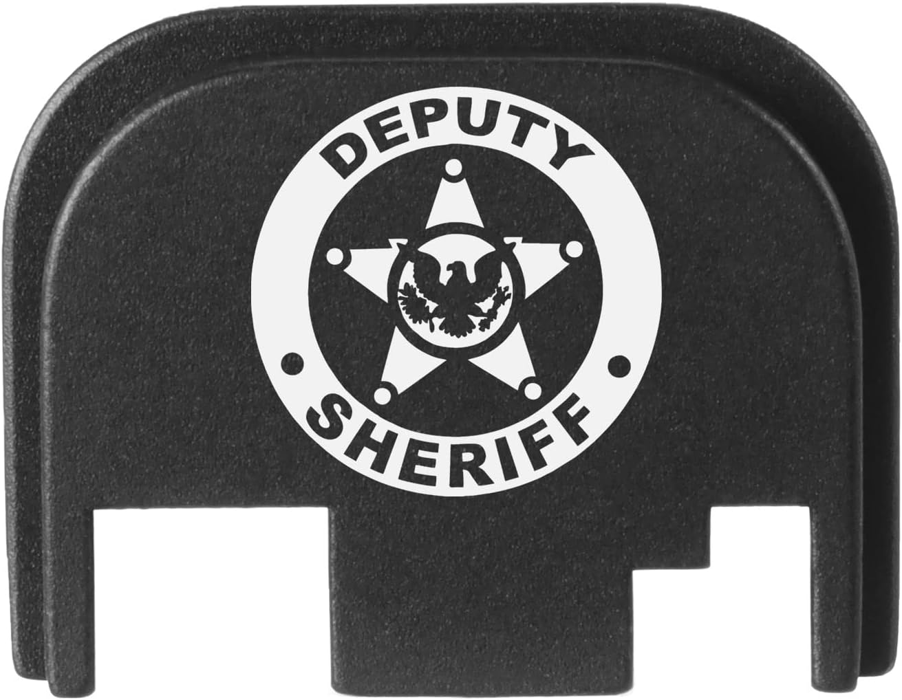 NDZ Performance Rear Slide Cover Back Plate for Glock Gen 1-4 Laser Engraved Hardcoat Anodized Aluminum in Black - Deputy Sheriff Logo Eagle