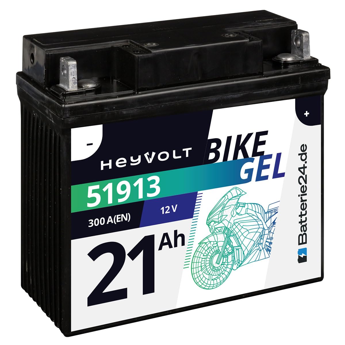 HeyVolt GEL Motorradbatterie 12V 21Ah 51913 R850 R1100 R1150 GS K1200 mit ABS 52001