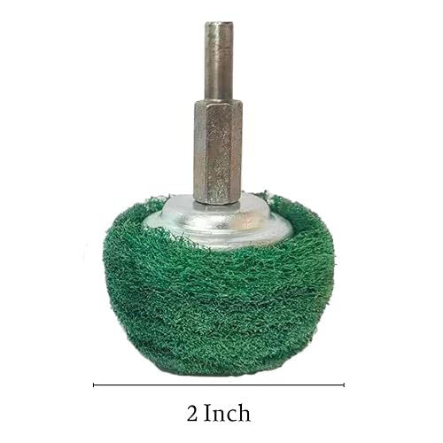 Miniatura 8 de Banmo Abrasive Juego de 7 ruedas abrasivas verdes con vástago de 14 pulgadas, ruedas de pulido no tejidas, juego de accesorios para pulir, fregar y