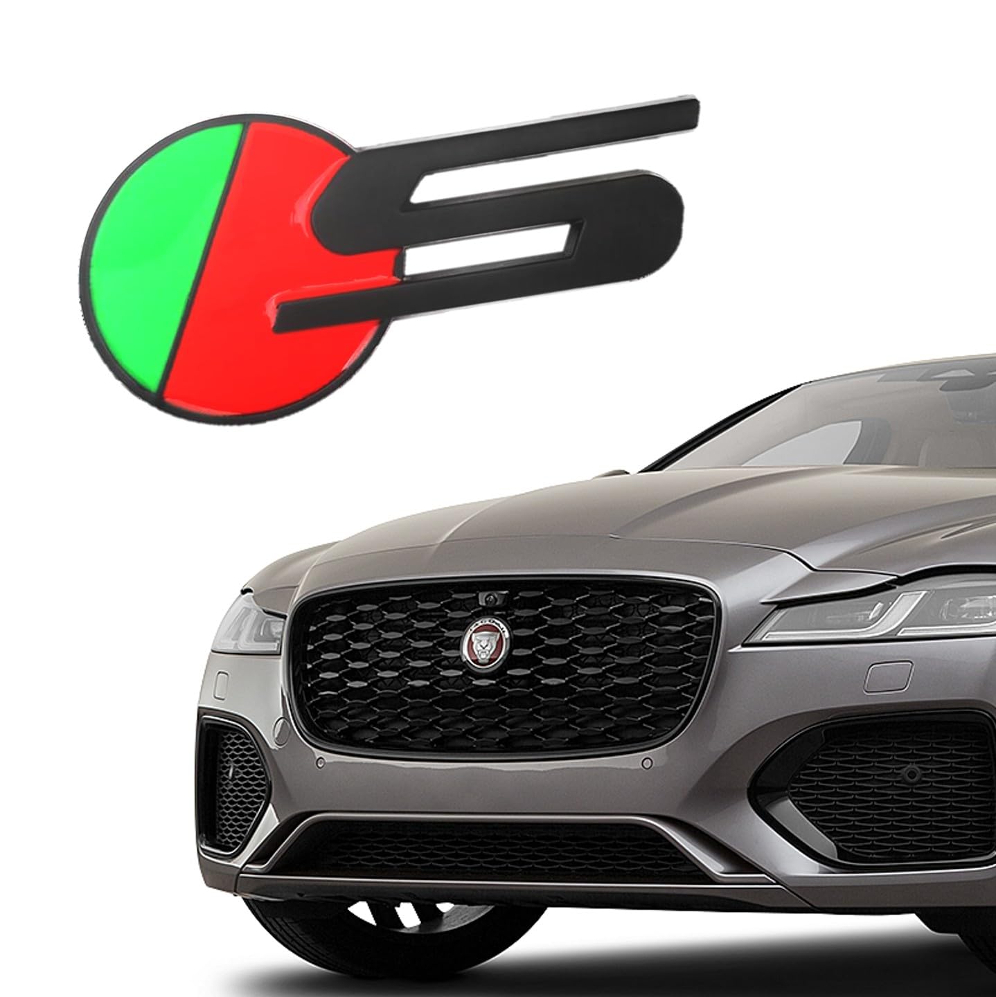 R-Dynamic Sports 3D Badge,Car Body Trunk Fender Front Grille R-Sport R S Emblem Logo Sticker,Special Vechicle Symbol Compatible with Jagvar Accessories(Sports Black Grille)