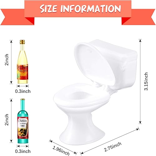Miniatura 2 de 10 botellas de vino en miniatura con 2 piezas de mini decoración de pastel de inodoro, accesorios de pastel de casa de muñecas, juego de juguetes