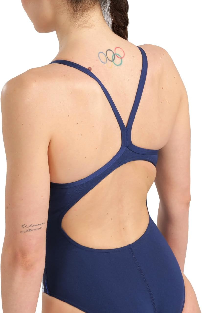 ARENA Performance Marbled Women's Swimsuit Light Drop Back One Piece MaxLife Pool Training Bathing Suit Athletic Sports Swimwear, Navy/Navy Multi, US Size 28 - Image 4