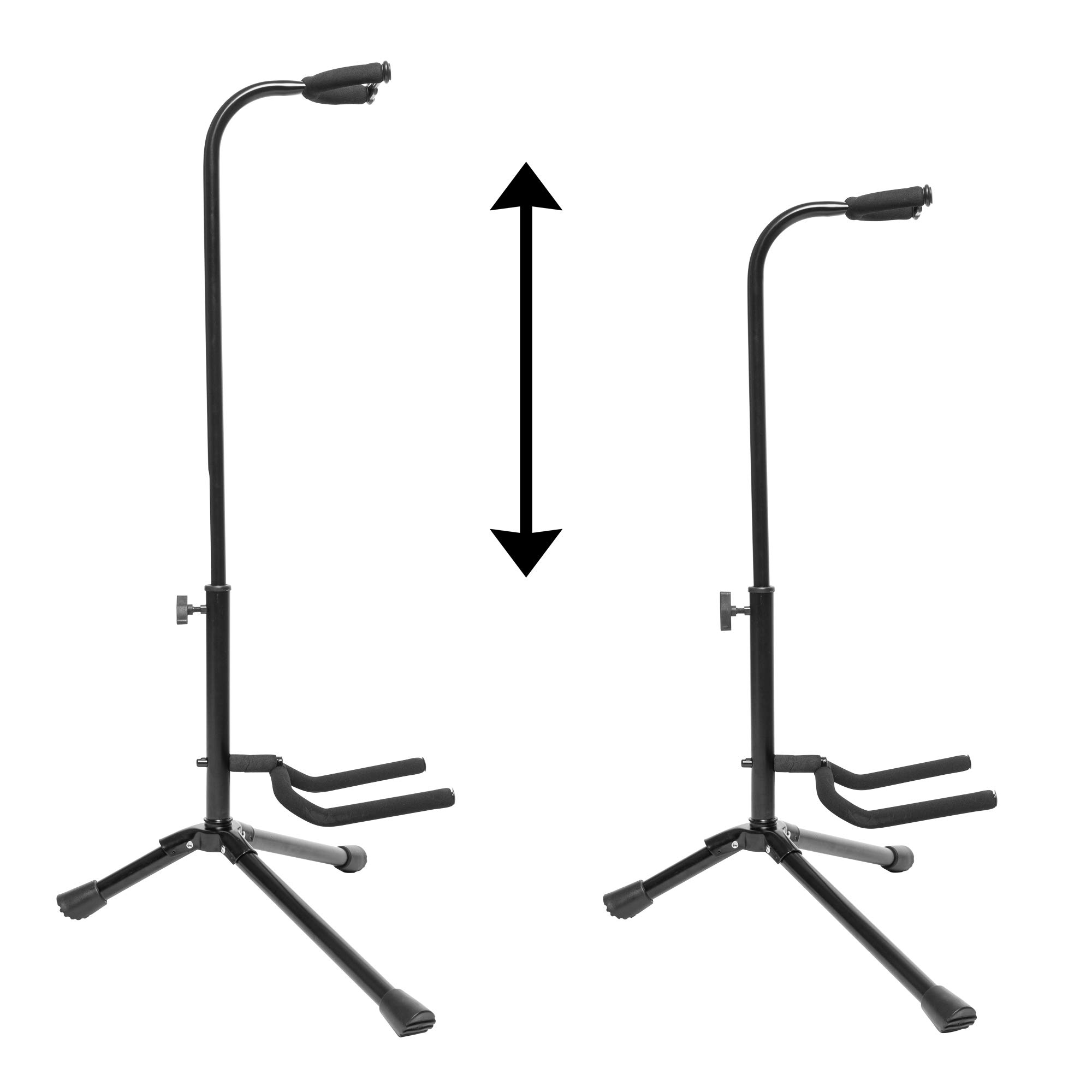CASCHA Support de guitare avec trépied, adapté pour concert, western, basse et guitare électrique, réglable en hauteur, noir