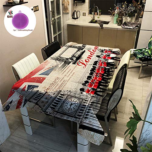 Treer - Treer Rectangular Tablecloth, 3D Polyester Washable Water Multi-Purpose Water Resistant Table Covers Decor Kitchen Restaurant Dining Party Decor Indoor Outdoor (7,140x140cm)