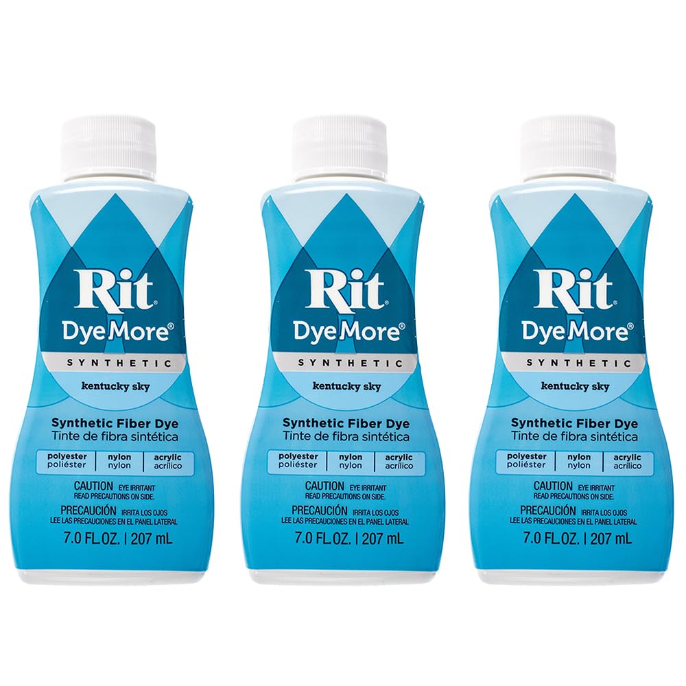 Rit DyeMore 7 Oz. Synthetic Liquid Fiber Dye for Clothing, Décor, and Crafts – Kentucky Sky (3 Pack)