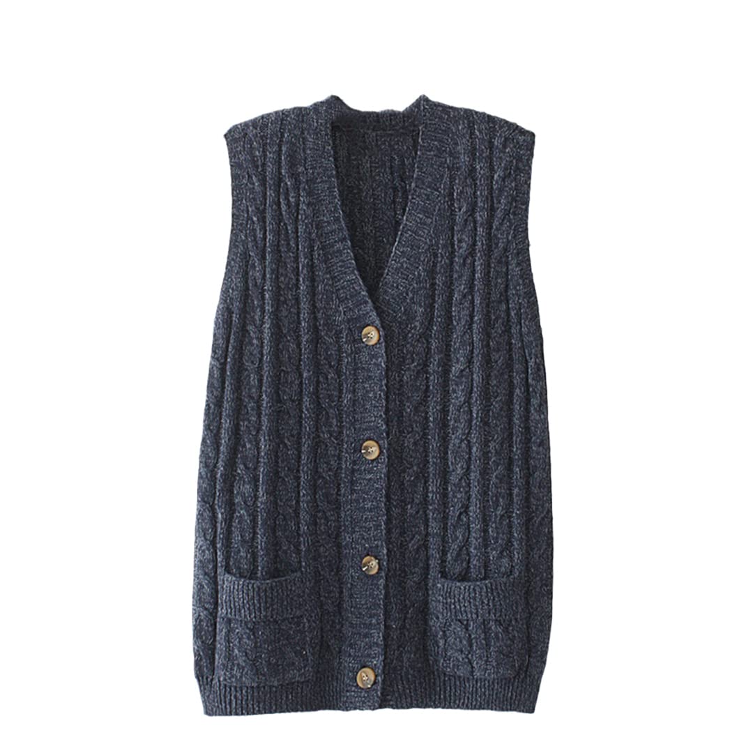 Ownwfeat Suéter De Mujer Chaleco Cárdigan Prendas De Punto con Cuello En V Tops De Talla Grande