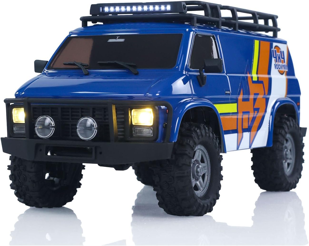 CR18P 1810503 Hobby Plus 1/18 4X4 RC Rock Crawler Electric Remote Control Off Road Vehicle RockVan Light System Shock Absorber Hobby Grade Model for Adult(Blue)