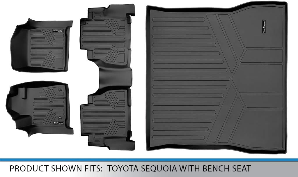 SMARTLINER Custom Floor Mats (2 Rows) and Cargo Liner Behind 2nd Row Set for 2008-2011 Toyota Sequoia