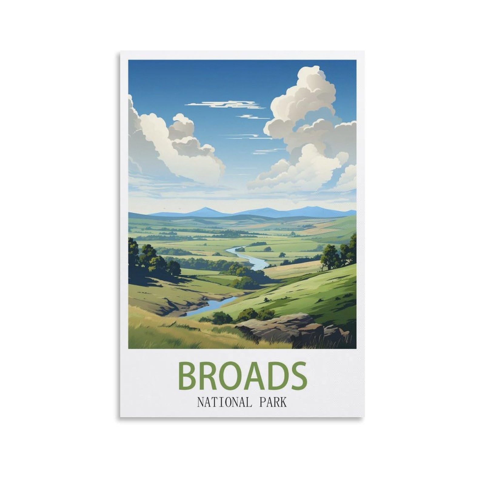EZMLFA DIY Diamond Painting,Broads National Park 5D Landscape Diamond Painting Kits for Adult, Gem Art Crystal Art Kits for Adults, for Home Wall 50x60cm