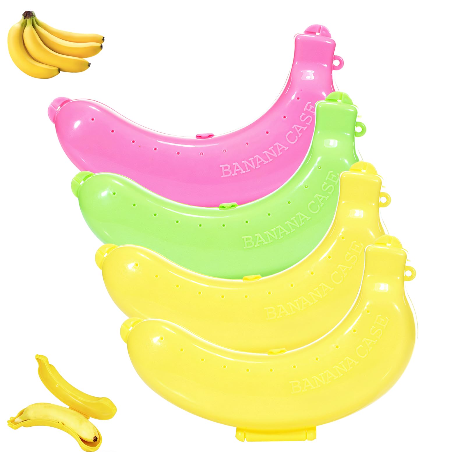 GenYoung 4Pcs Banana Case, Reusable Hard Fruit Protector