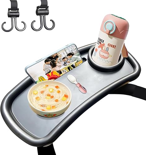 LEHUOJIA Bandeja de aperitivos 3 en 1 para cochecito versión mejorada, bandeja universal de tamaño más grande, disfruta de la comida y mira videos