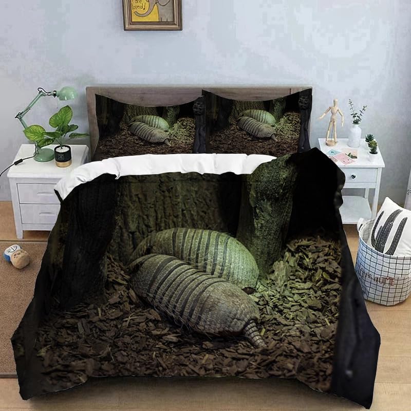 Housse de Couette 90x190 Tatou Noir Parure de Lit Enfant Microfibre 110g/㎡