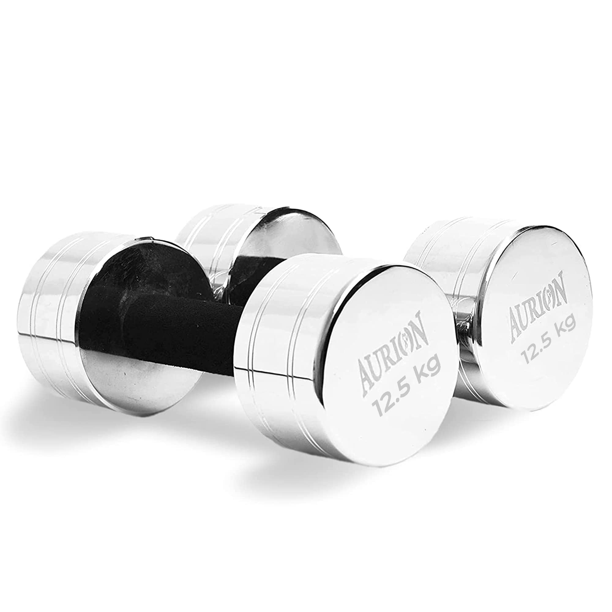 Aurion Chrome Steel Dumbbells 25 Kg (12.5 Kg x 2)(Set of Two) | Premium Hand Weight Dumbbell | Strength Training Equipment for Home and Gym Fitness | Full Body Workout | for Men and Women (B07MY684KW) Amazon Price History, Amazon Price Tracker