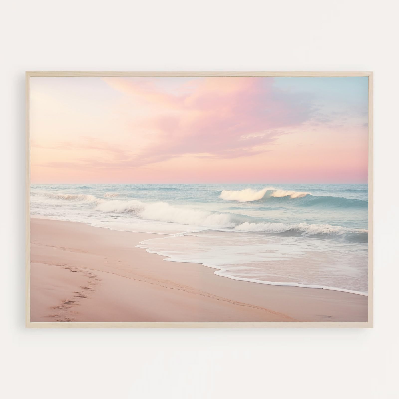 Beach Scenery Canvas Art: Sunset Coastal Scene With Waves, Ocean - No Frame - 24x16in