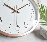 Topkey Falióra 30 cm Modern Csendes Járású Rózsaarany Kerek Analóg Dekoratív Óra Nappaliba Hálószobába Konyhába Elemmel Működő 3