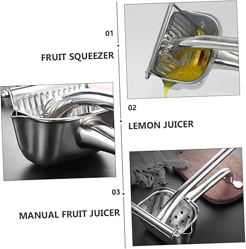 Miniatura 3 de Exprimidor manual de frutas de acero inoxidable, exprimidor de grado alimenticio para extracción de jugo, mango ergonómico, diseño que ahorra mano