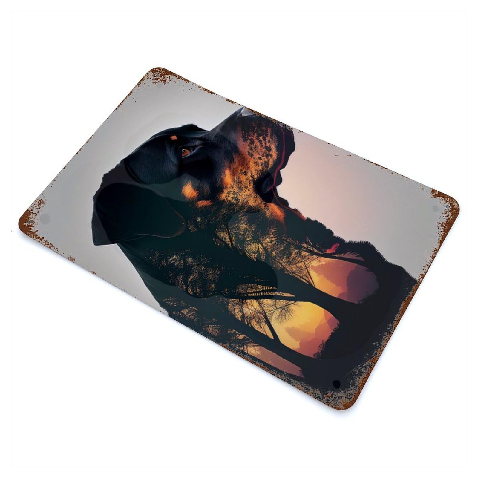 Garage Style Rottweiler Retro Rust Effect Tin Sign 11.8"x7.9", Farmhouse Wall Decor for Bar And Workshop