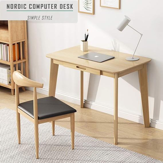 IOTXY Solid Wood Writing Desk - Home Office Laptop Computer Table, Oak
