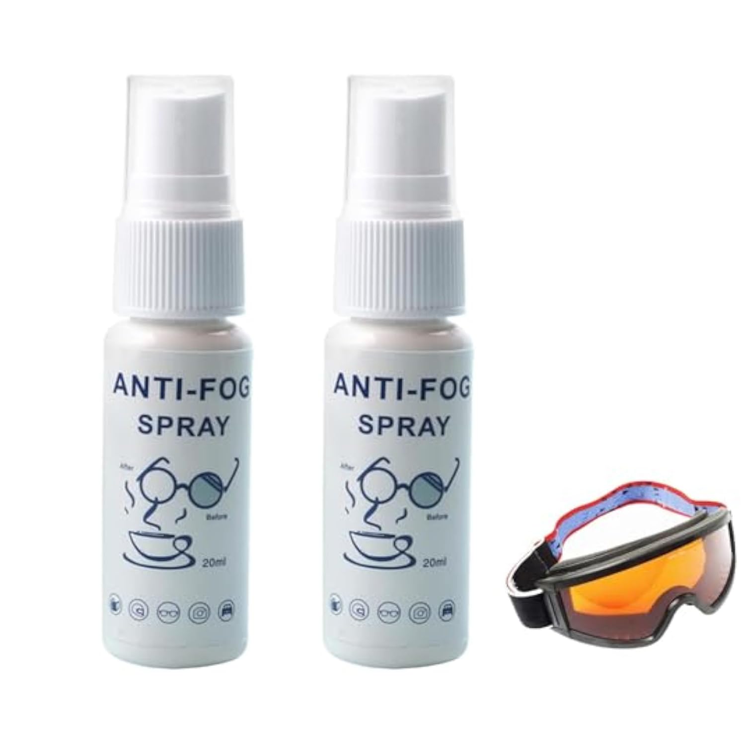 NALACAL 2Pcs Fog Blocker Spray, Ski Goggles Anti Fog Spray, Anti Fog Solutions, Eyeglass Lens Cleaner, Swimming Goggles Anti Fogging Agent, Mask Defog, for All Diving Goggles Eye Glasses Mirrors, 40ml